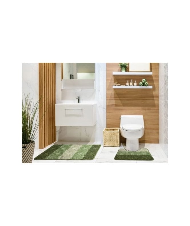 New Edge Blinds Aurora Collection Tonal Stripe 2 Piece Bath Set in Sage Green