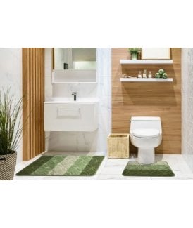 Aurora Collection Tonal Stripe 2 Piece Bath Set in Sage Green