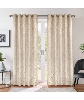Azalea Marbeled Eyelet Curtains in Natural