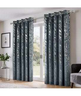Azalea Marbeled Eyelet Curtains in Silver