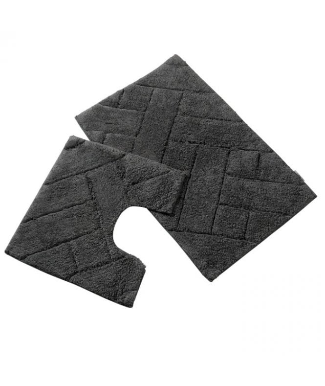 New Edge Blinds Bali Bath Mat & Pedestal Set in Charcoal