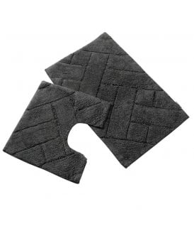 Bali Bath Mat & Pedestal Set in Charcoal