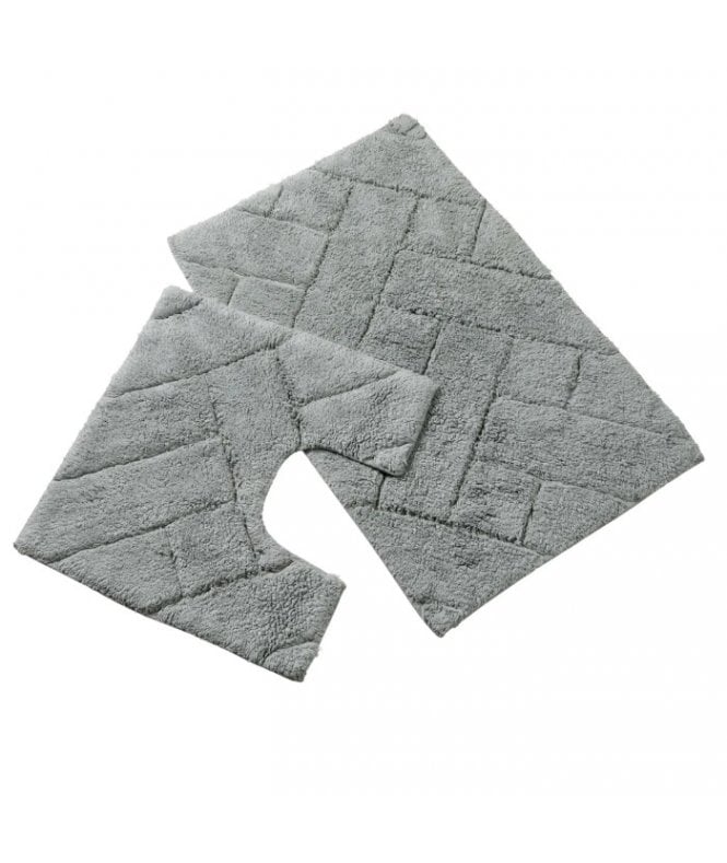 New Edge Blinds Bali Bath Mat & Pedestal Set in Silver