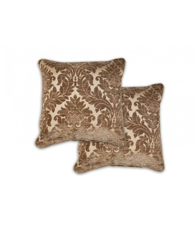 New Edge Blinds Baroque Collection Luxury Chenille Jacquard Cushion Cover in Chocolate