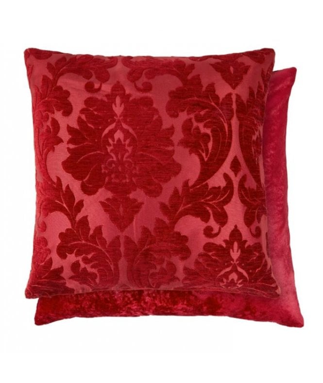 New Edge Blinds Baroque Collection Luxury Chenille Jacquard Cushion Cover in Red
