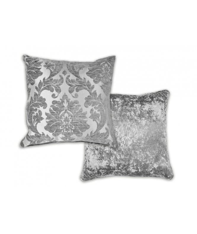 New Edge Blinds Baroque Collection Luxury Chenille Jacquard Cushion Cover in Silver
