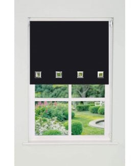 Black Square Eyelet Edge Roller Blind (165cm Drop)
