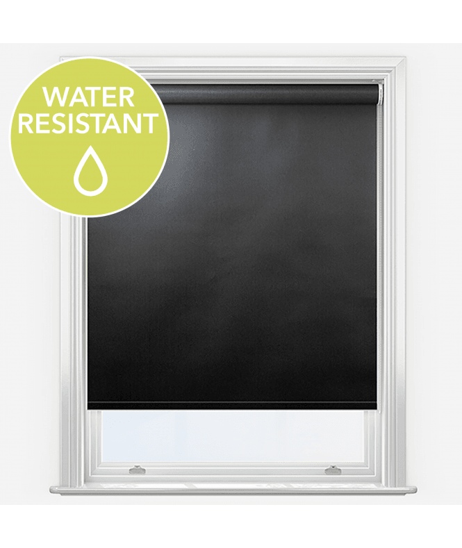 New Edge Blinds Black Water & Moisture Resistant PVC Blackout Roller Blinds Ideal for Bathroom & Kitchen 160cm Length