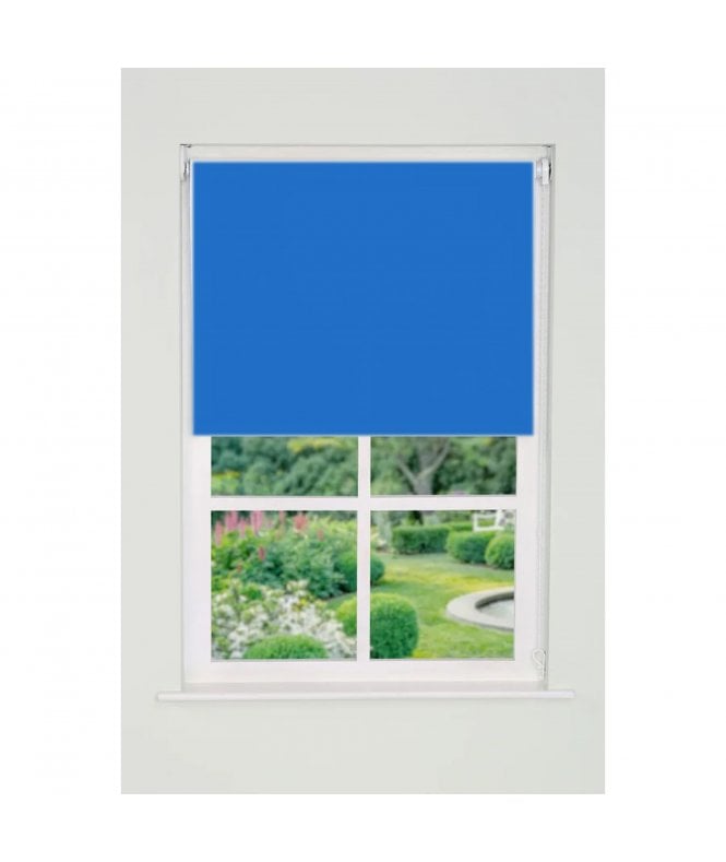 New Edge Blinds Blue Plain Straight Edge Daylight Roller Blind (165cm Drop)