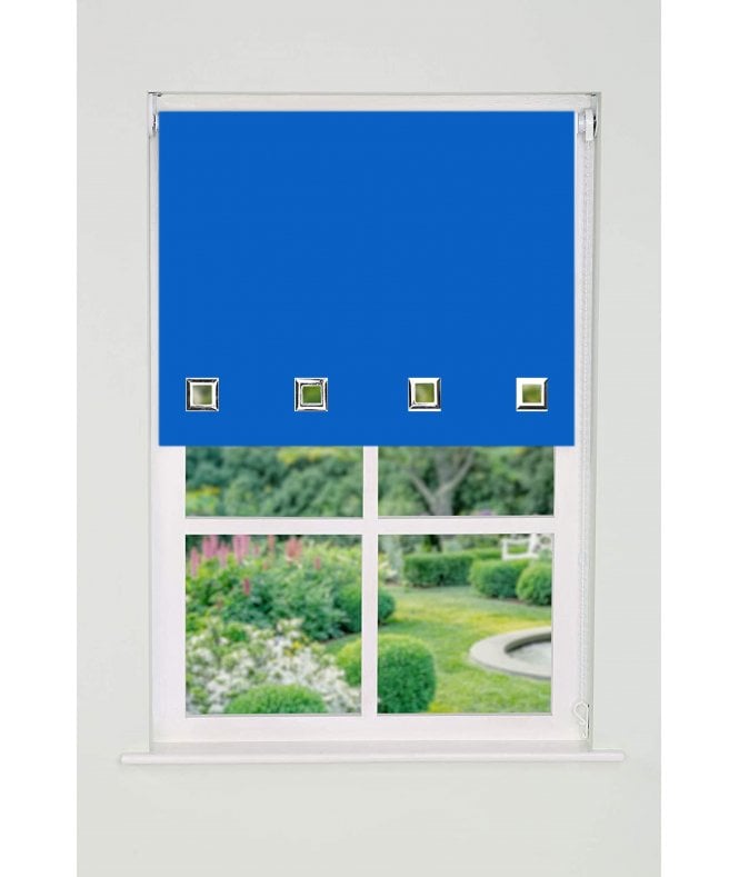 New Edge Blinds Blue Square Eyelet Edge Roller Blind (165cm Drop)