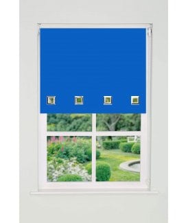 Blue Square Eyelet Edge Roller Blind (165cm Drop)