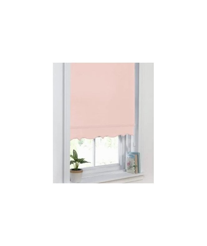 New Edge Blinds  Blush Scalloped Edge Roller Blind, 165cm Drop – Trim-to-Fit Window Shade