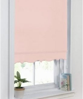 New Edge Blinds Blush Scalloped Edge Roller Blind, 165cm Drop – Trim-to-Fit Window Shade