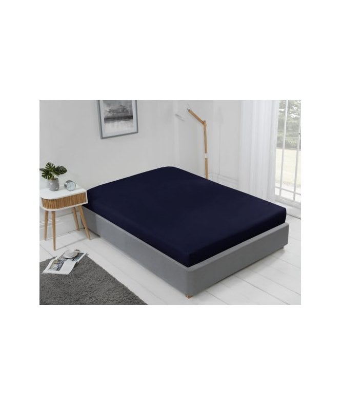 New Edge Blinds Brights Collection Non Iron Fitted Sheet in Navy