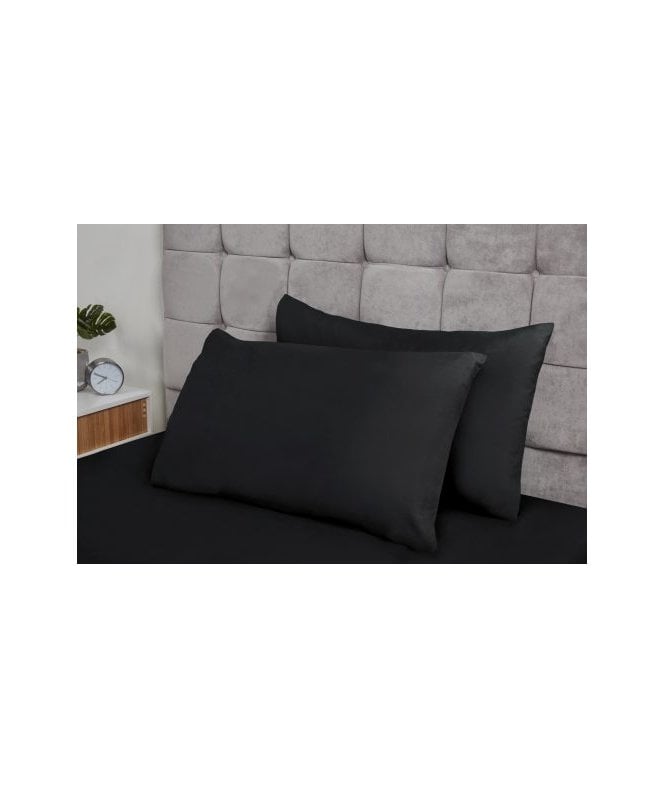 New Edge Blinds Brights Collection Non Iron Pillowcase Pair in Black