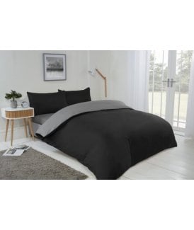 Brights Collection Non Iron Reversible Duvet Set in Black/Grey