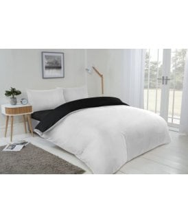 Brights Collection Non Iron Reversible Duvet Set in Black/White