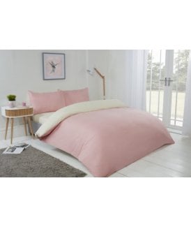 Brights Collection Non Iron Reversible Duvet Set in Cream/Blush Pink