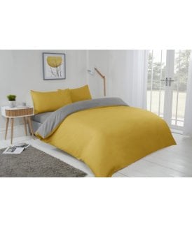 Brights Collection Non Iron Reversible Duvet Set in Ochre/Grey