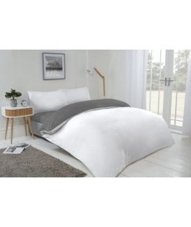 Brights Collection Non Iron Reversible Duvet Set in White/Grey