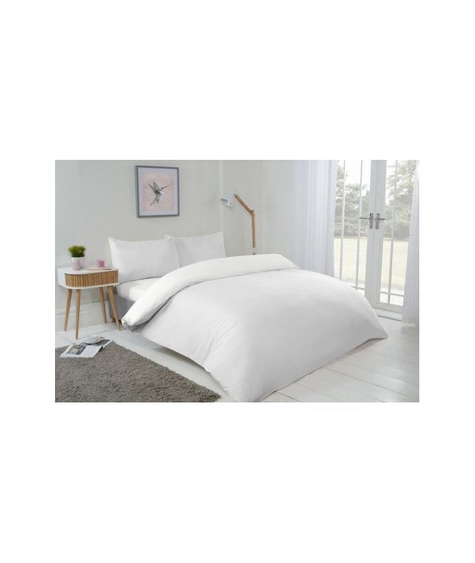 New Edge Blinds Brights Collection Non Iron Reversible Duvet Set in White