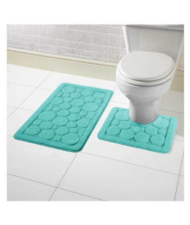 New Edge Blinds Cali Bath Mat Set in Duck Egg Blue