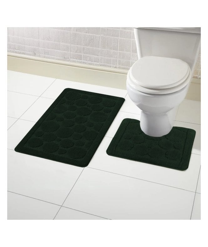 New Edge Blinds Cali Bath Mat Set in Emerald Green