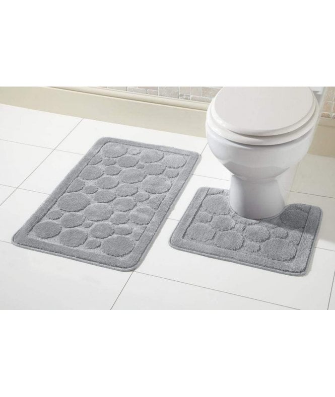 New Edge Blinds Cali Bath Mat Set in Silver Grey