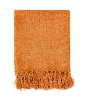 Camilla Collection Chenille Throw in Burnt Orange
