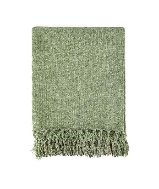 New Edge Blinds Camilla Collection Chenille Throw in Meadow Green