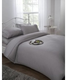 Carlton Collection 300 Thread Count Sateen Stripe Duvet Set in Silver
