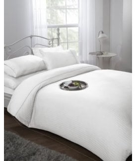 Carlton Collection 300 Thread Count Sateen Stripe Duvet Set in White