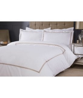Carlton Collection Embroidered Duvet Set with Oxford Pillowcase in Gold
