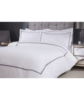 Carlton Collection Embroidered Duvet Set with Oxford Pillowcase in Graphite
