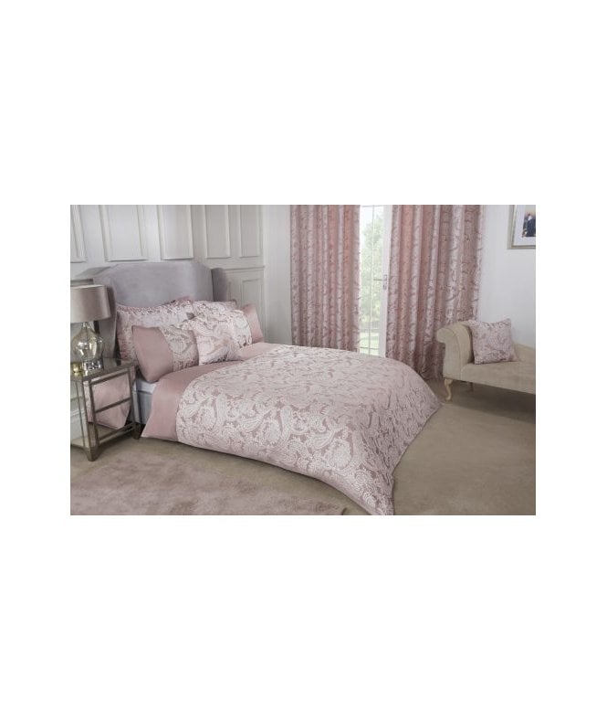 New Edge Blinds Cavendish Collection Embellished Jacquard Duvet Set in Blush Pink
