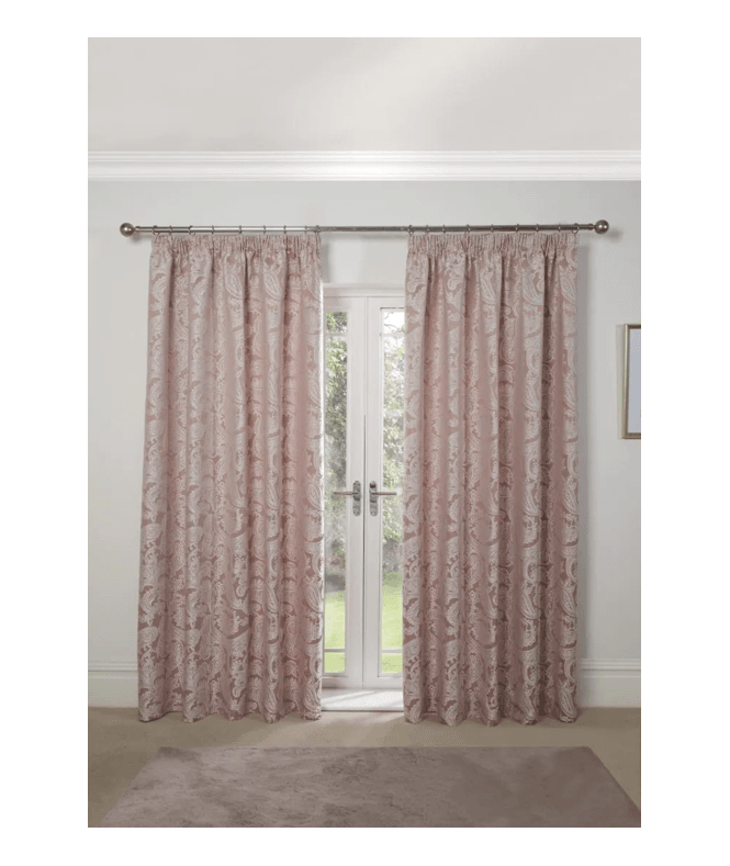 New Edge Blinds Cavendish Lined Pencil Pleat Curtains Blush Pink