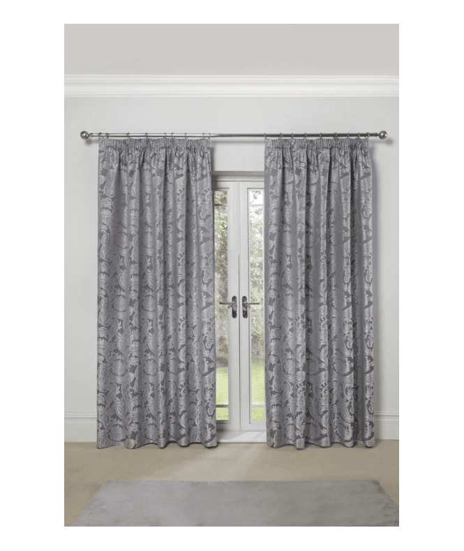 New Edge Blinds Cavendish Lined Pencil Pleat Curtains Silver