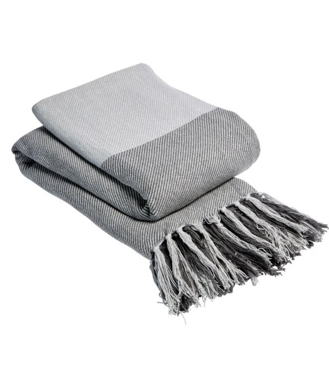 New Edge Blinds Check Pure Cotton Throw in Grey