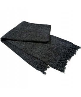 Chenille Throw with Tassels in Charcoal