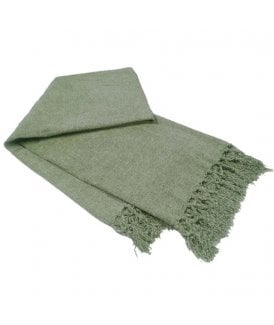 Chenille Throw with Tassels in Sage Green