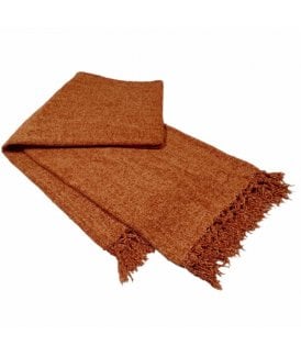 Chenille Throw with Tassels in Terracotta