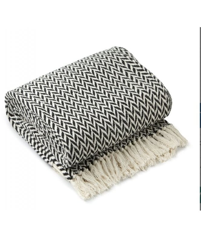 New Edge Blinds Chevron Collection Recycled Cotton Throw in Black
