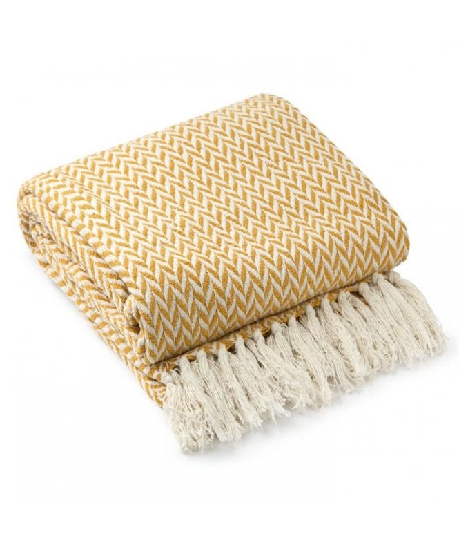 New Edge Blinds Chevron Collection Recycled Cotton Throw in Ochre