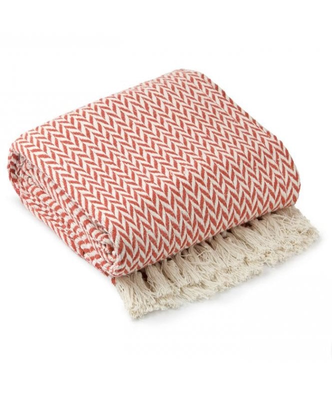 New Edge Blinds Chevron Collection Recycled Cotton Throw in Orange