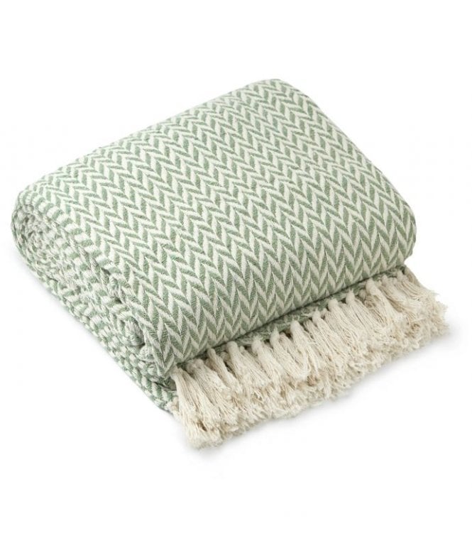 New Edge Blinds Chevron Collection Recycled Cotton Throw in Pistachio