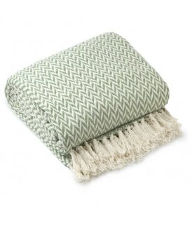 Chevron Collection Recycled Cotton Throw in Pistachio