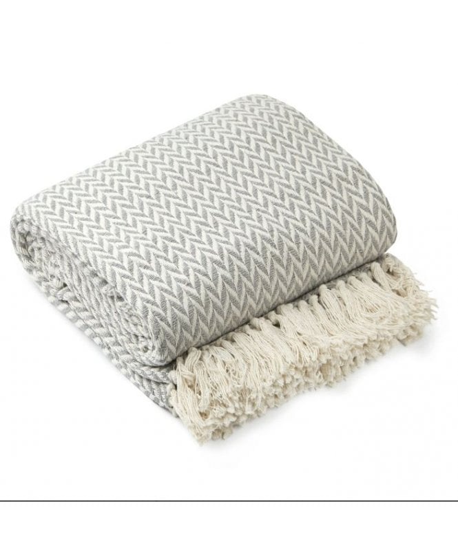 New Edge Blinds Chevron Collection Recycled Cotton Throw in Silver