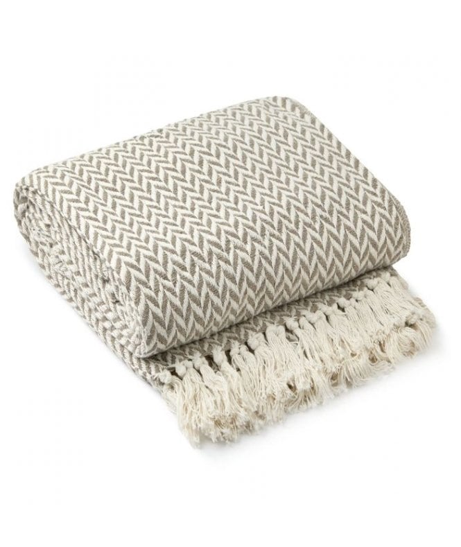 New Edge Blinds Chevron Collection Recycled Cotton Throw in Taupe