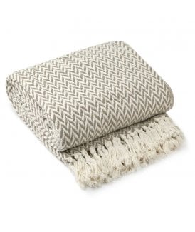 Chevron Collection Recycled Cotton Throw in Taupe