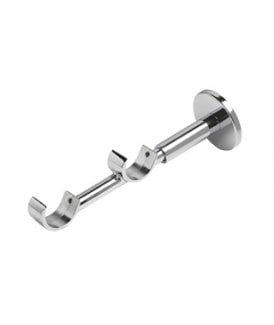 Chrome Double IDC Metal Curtain Pole Support Bracket (28mm)